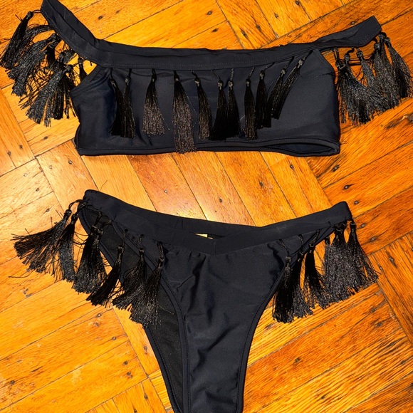 Fashion Nova Other - NWOT Black Tassel Bikini Set